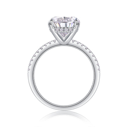 Pear Cut 4 Carat Moissanite Engagement Ring for Women – 38 Side Stones, Sterling Silver with 18K White Gold Plating, D Color VVS1 Clarity