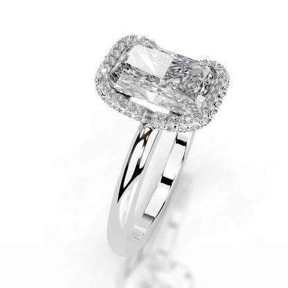 Elongated Radiant Halo Diamond Ring