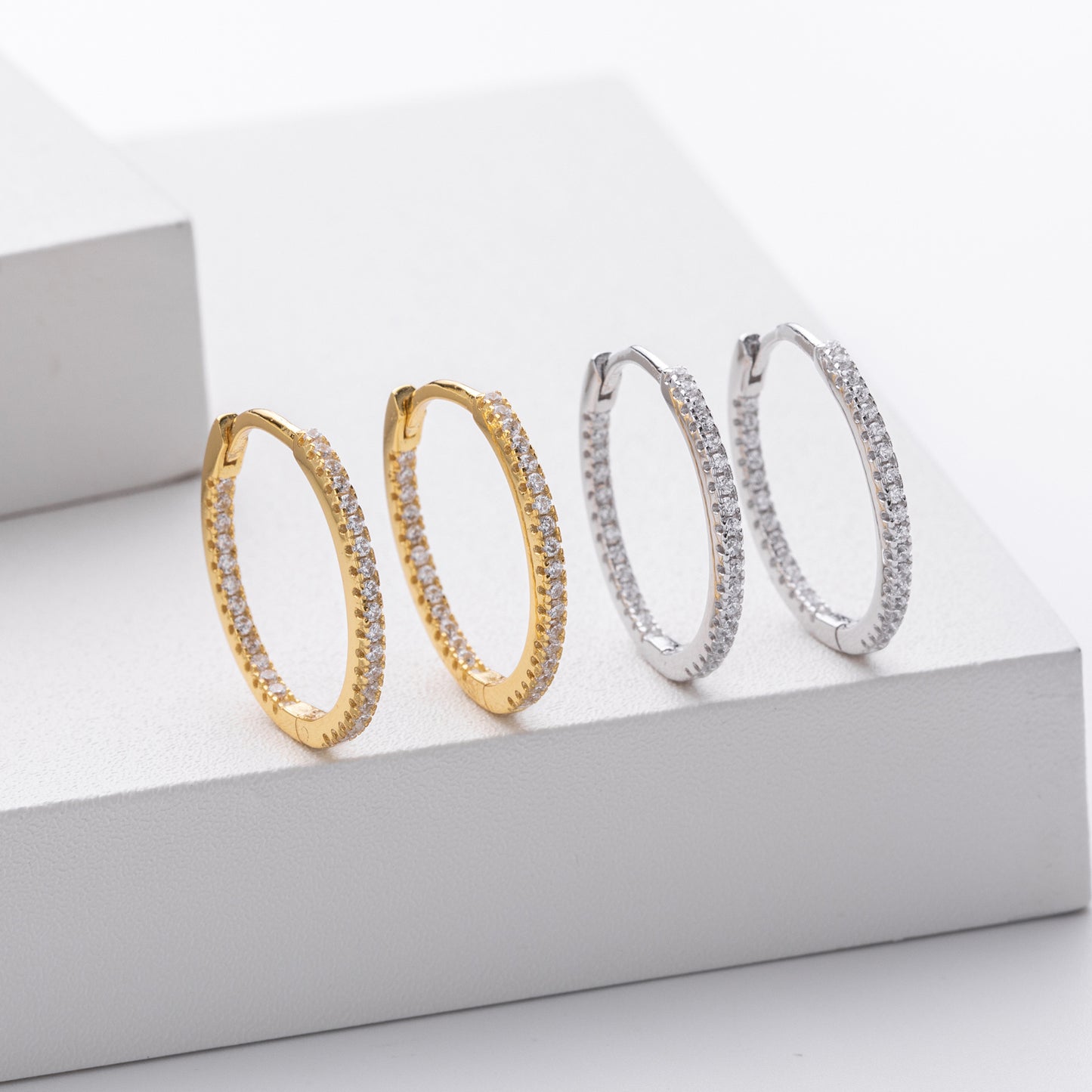 Pavé Diamond Huggie Hoops