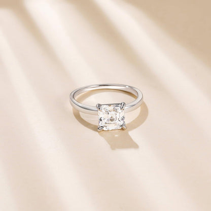 2CT engagement ring, asscher cut ring, cubic zirconia ring, sterling silver ring, asscher, travel ring, silver engagement rings