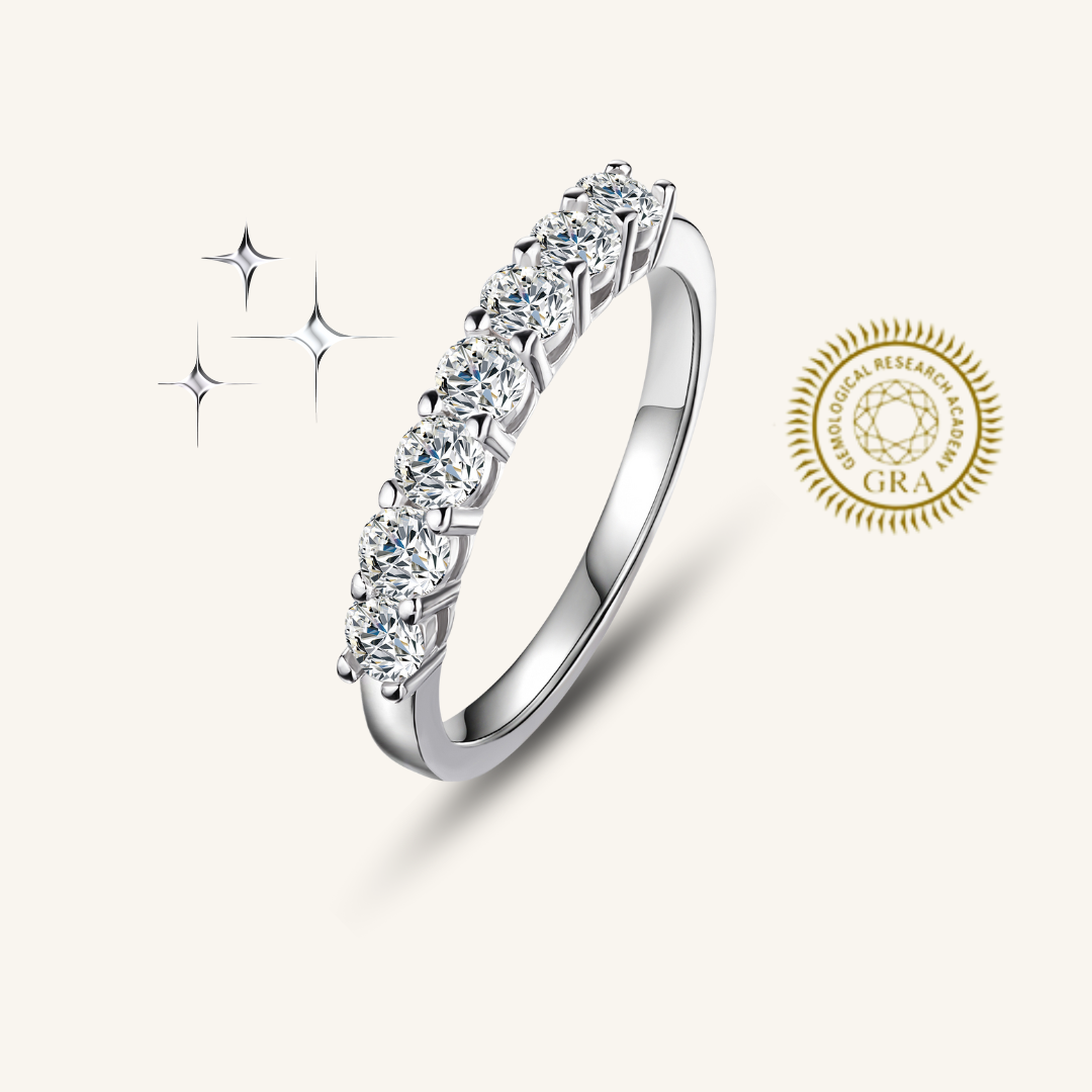Bague demi-éternité en moissanite et diamants audacieux 2.0