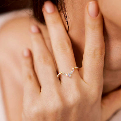 v shape ring, stacking rings, stackable rings for women, minimalist rings, cubic zirconia rings for women, S925 V shape ring
